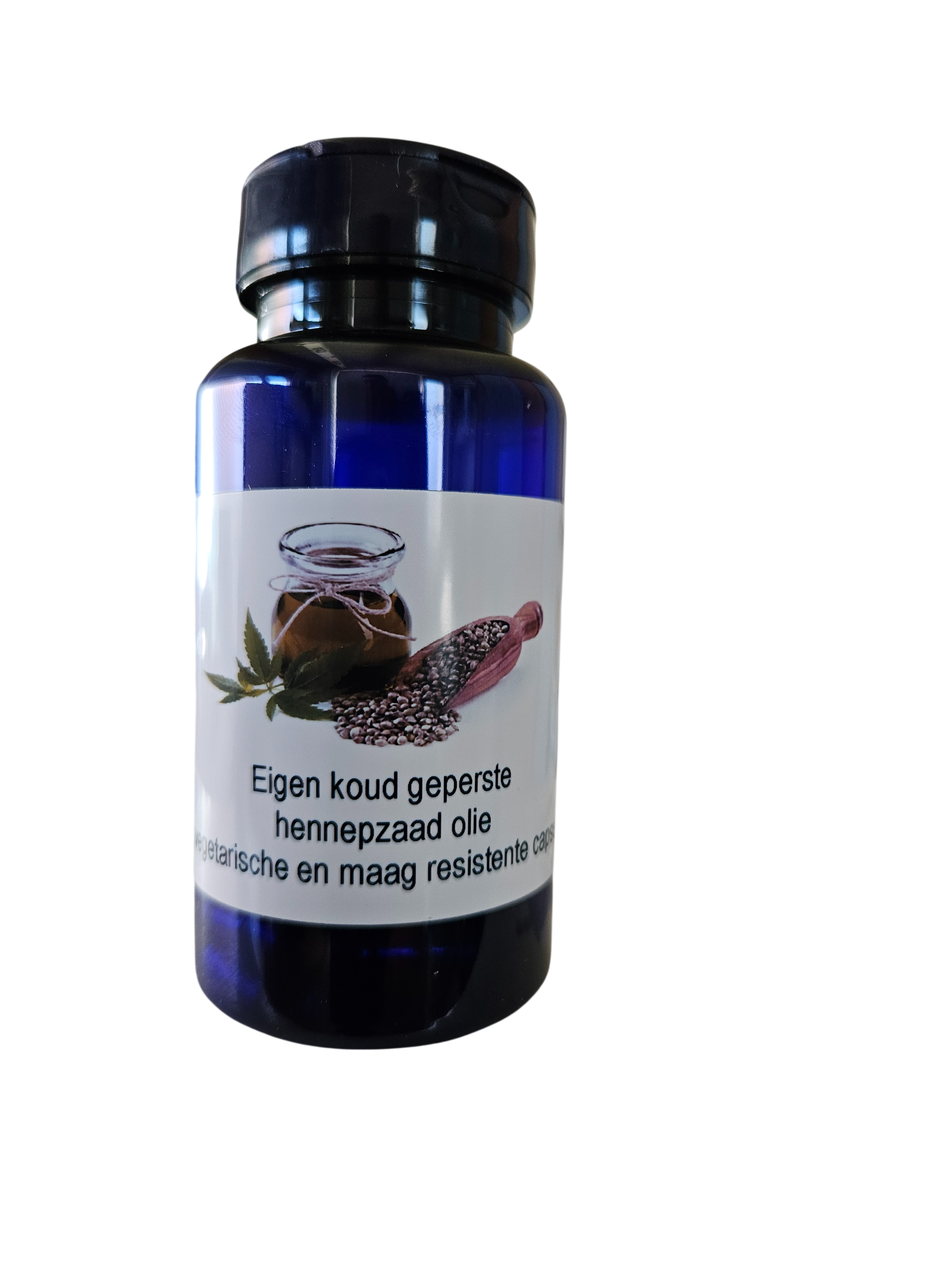 Eigen koud geperste hennepzaad olie in capsules alle B vitamines