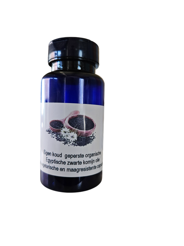 Eigen koud geperste zwarte komijn olie in vegetarische en maag resistente capsules
