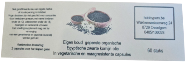 Eigen koud geperste zwarte komijn olie