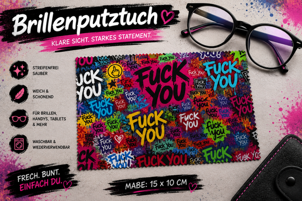 Brillenputztuch „Fuck You“ – Frech, stylisch & praktisch