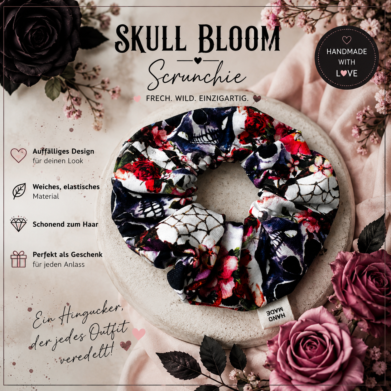 Scrunchie " Skull Bloom "