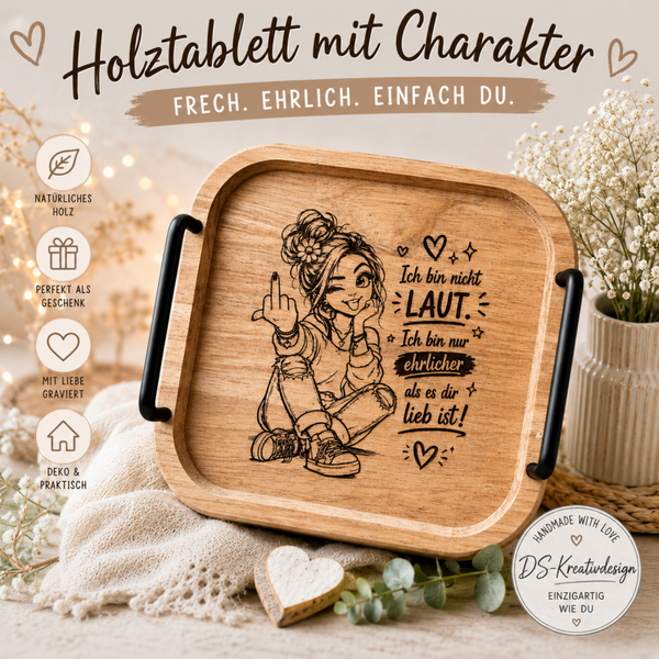 Kleines Holztablett " Ich bin laut "