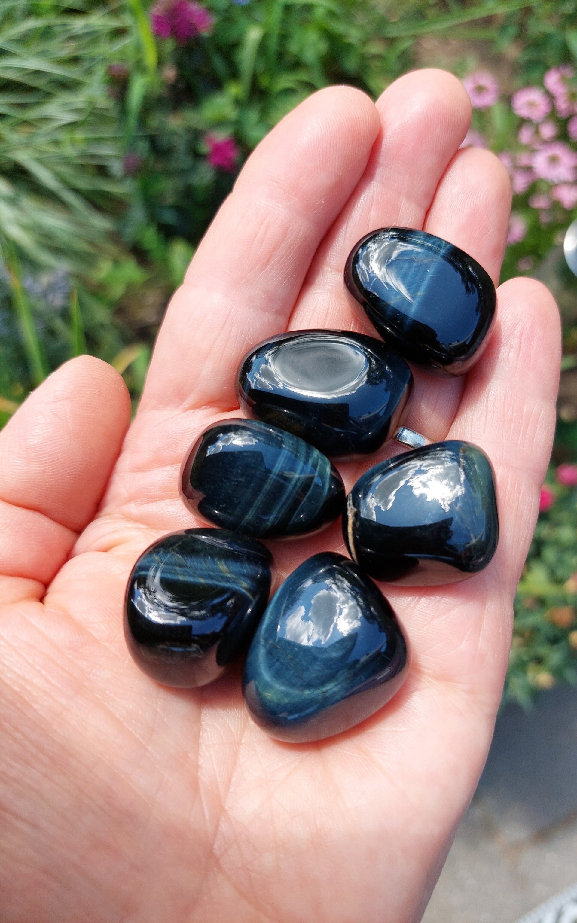 Valkenoog trommelsteen (blauwe tijgeroog)