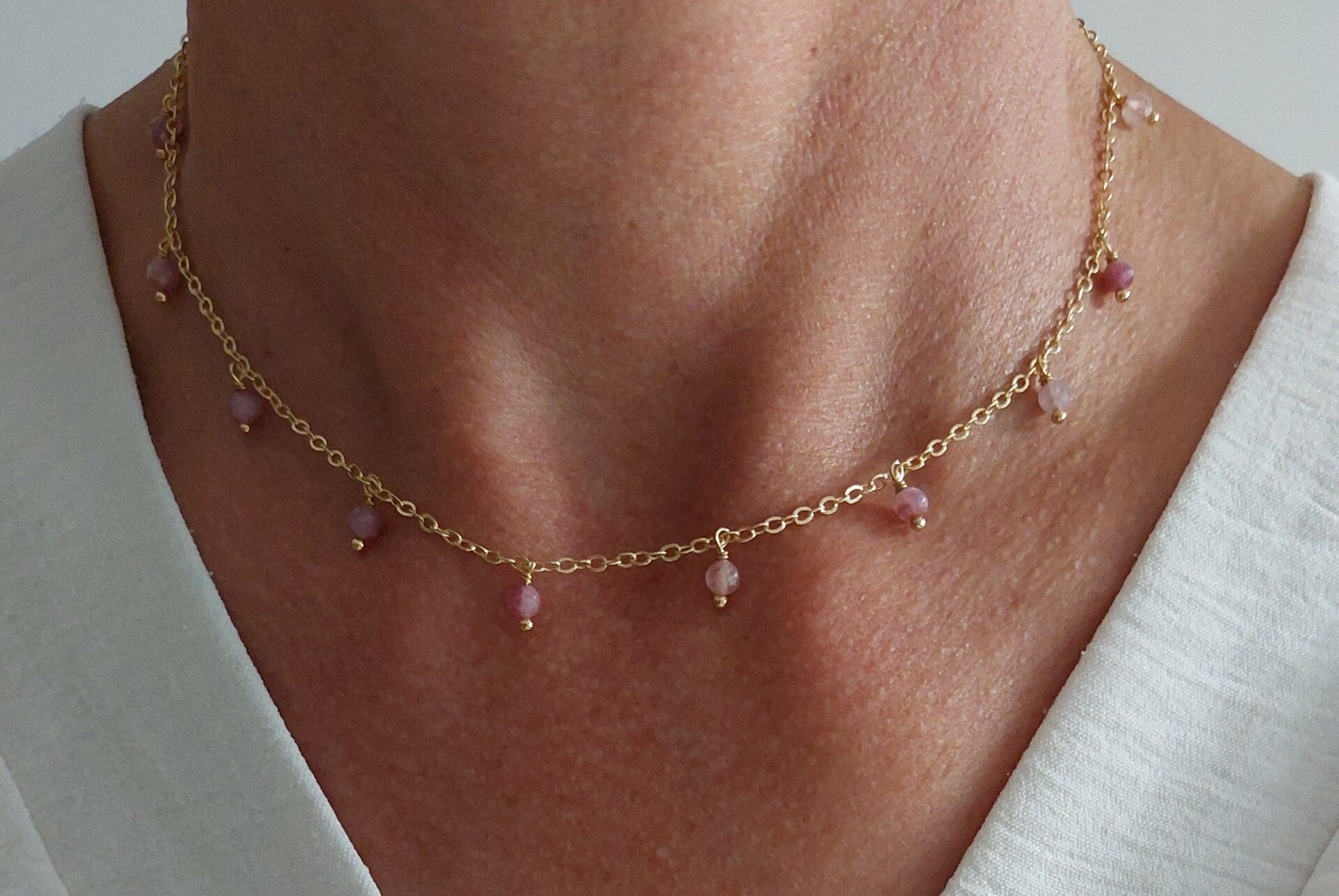 Roze toermalijn ketting