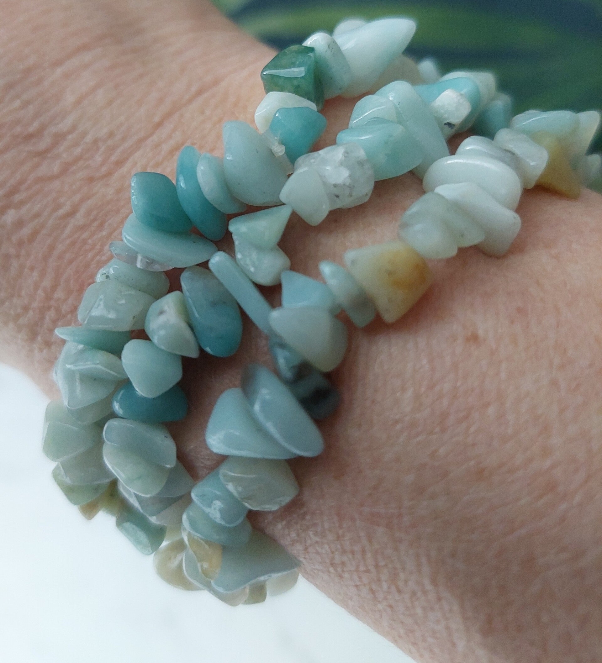 Amazoniet splitarmbandje (gemeleerd)