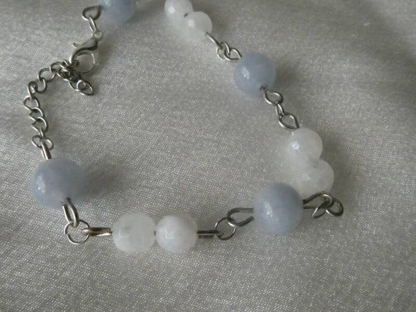 Armband maansteen met aquamarijn