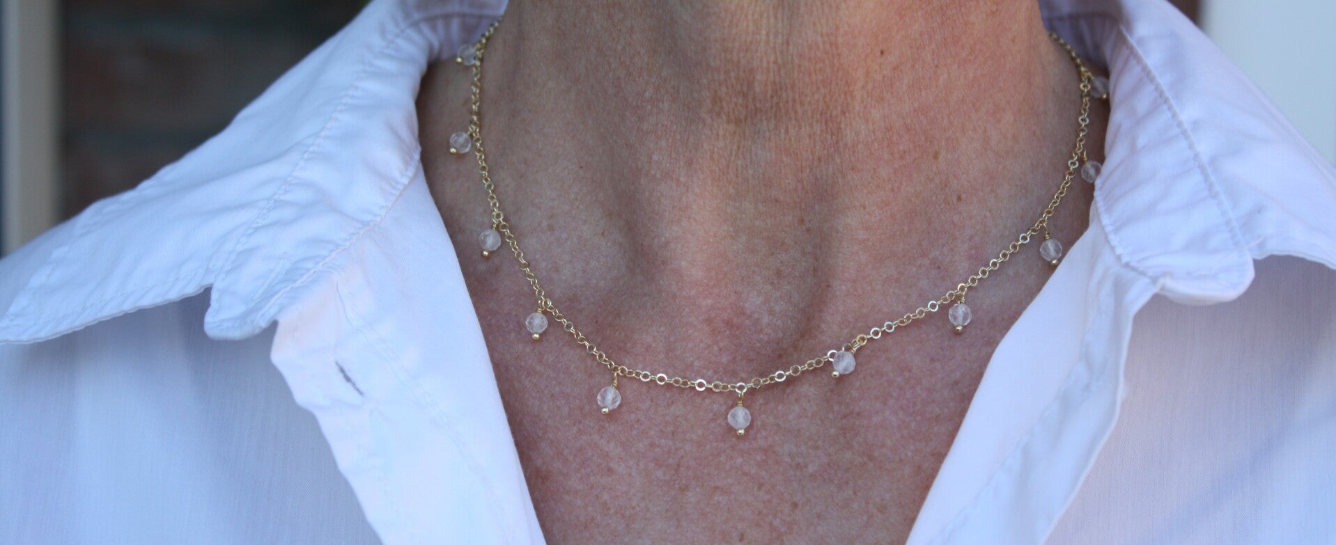 Bergkristal ketting (goudkleurig)