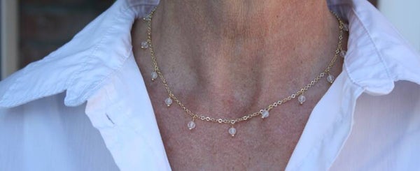 Bergkristal ketting (goudkleurig)