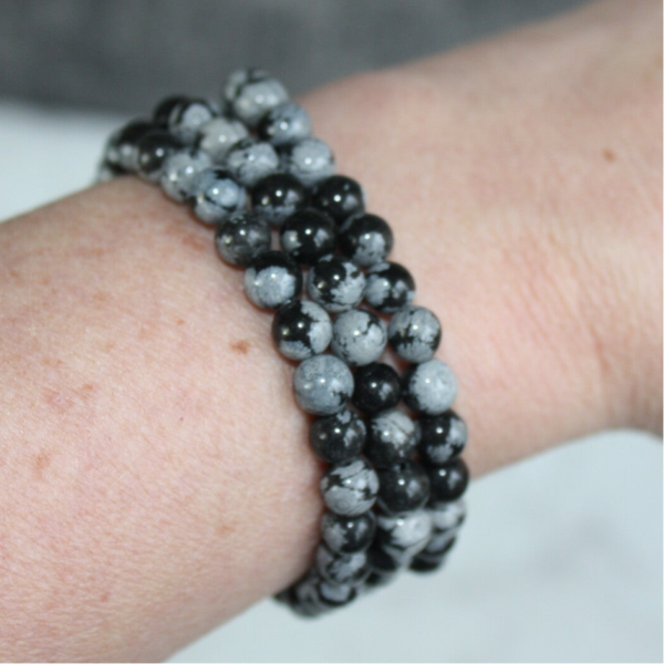 Sneeuwvlok obsidiaan powerbead