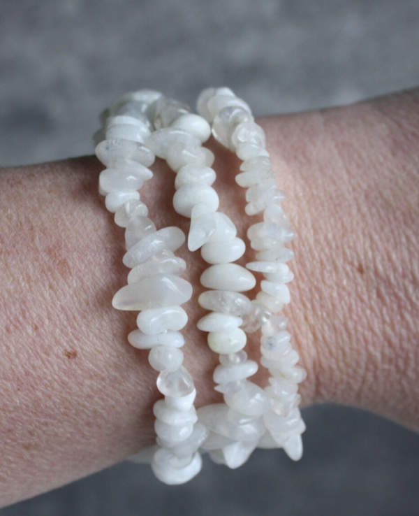 Witte regenboog maansteen splitarmband