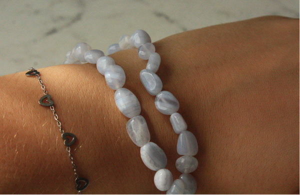 Blue lace agaat nugget armband
