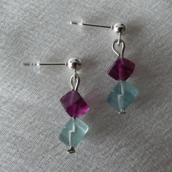 Oorbellen fluoriet cubes