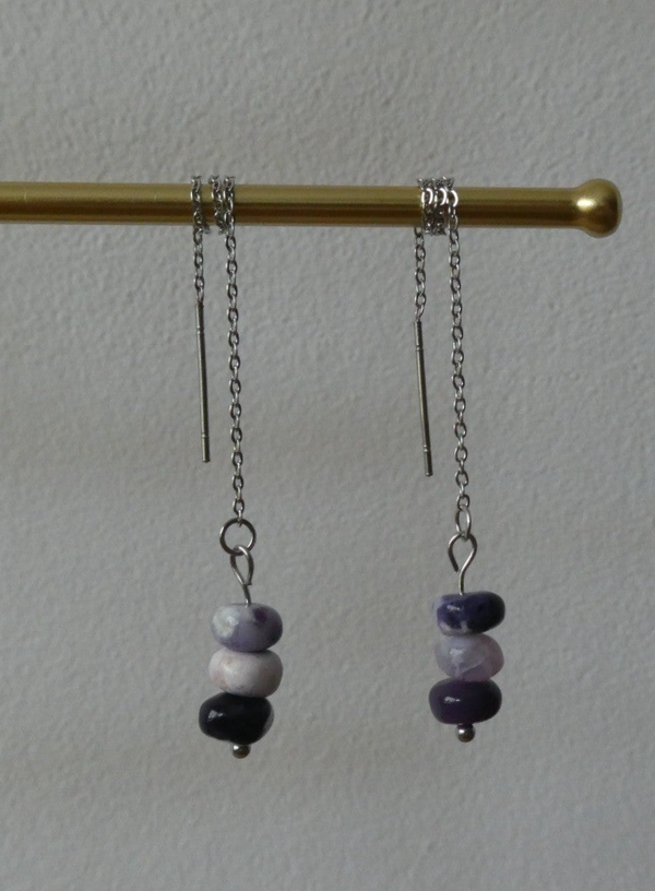 Oorbellen morado opaal