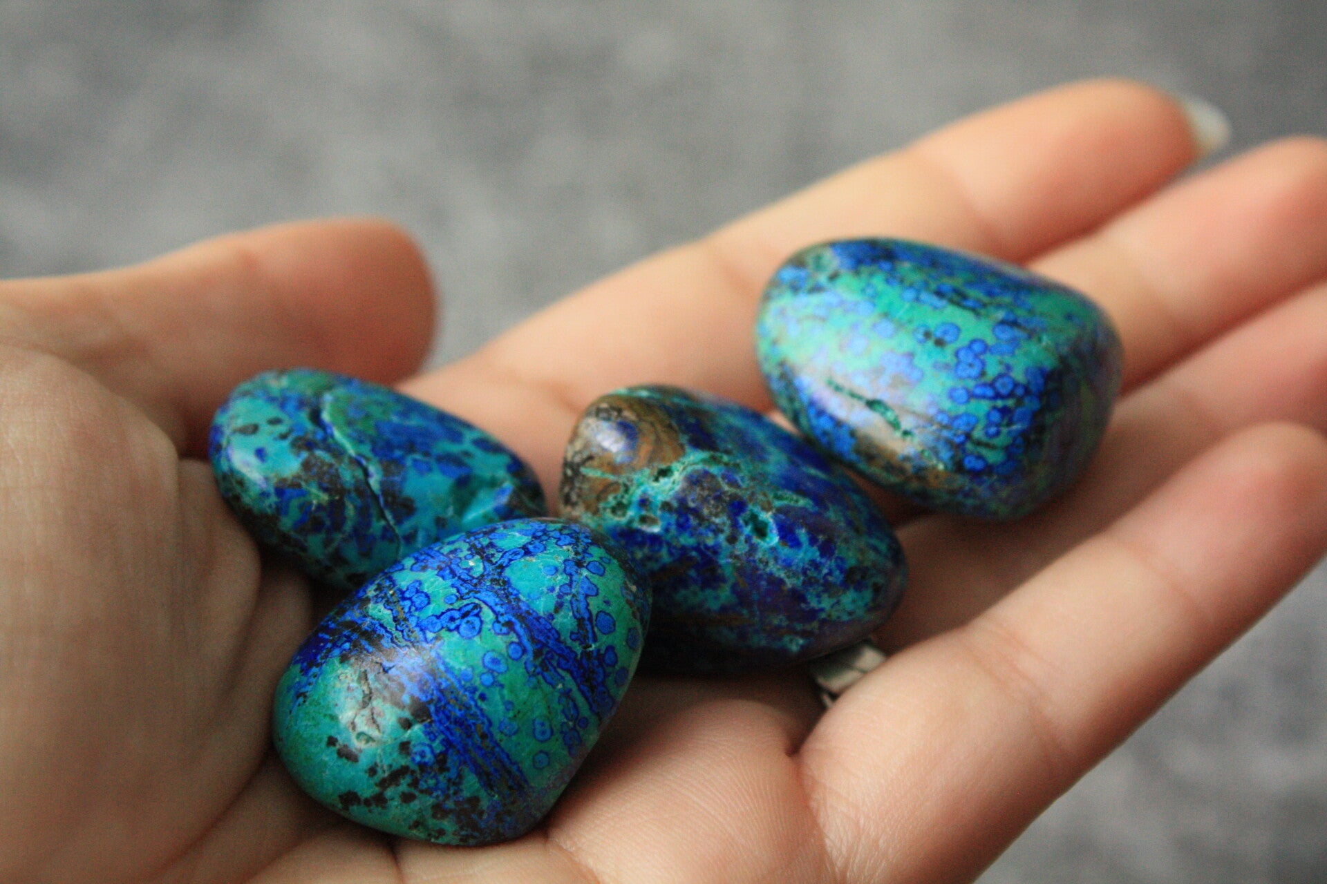 Azuriet met malachiet trommelsteen