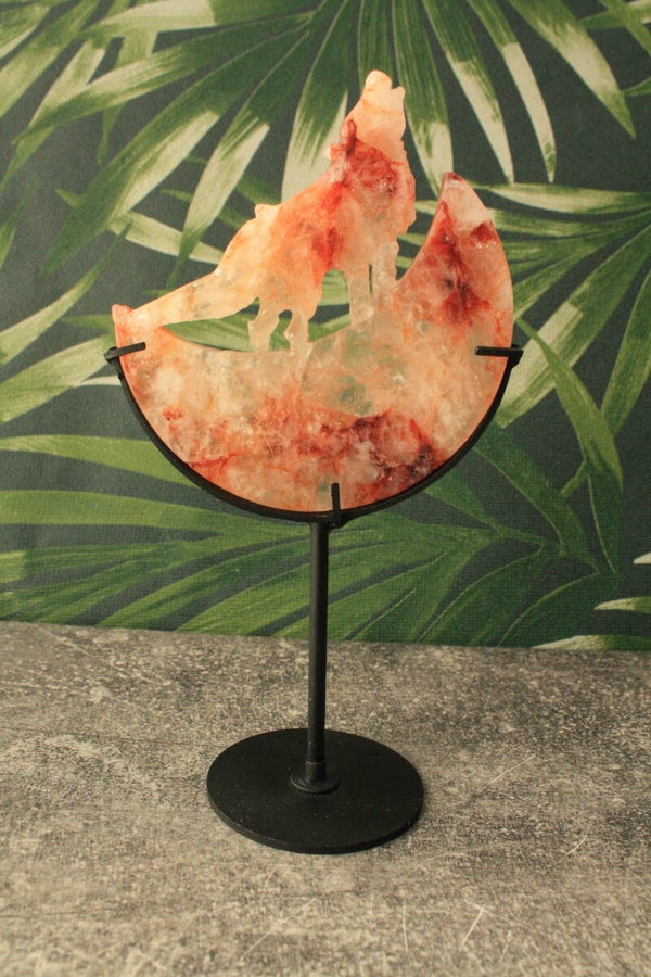 Red healer wolf op maan carving 01