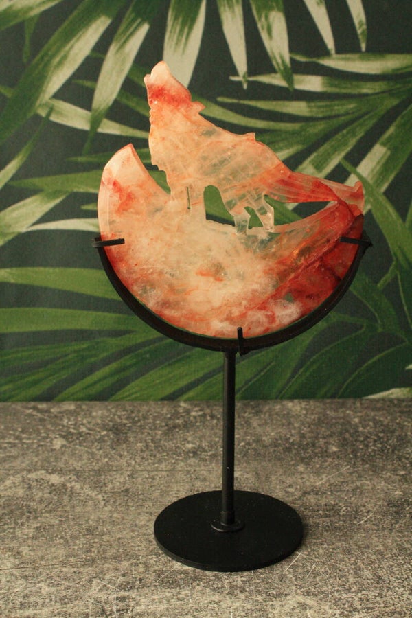 Red healer wolf op maan carving 02