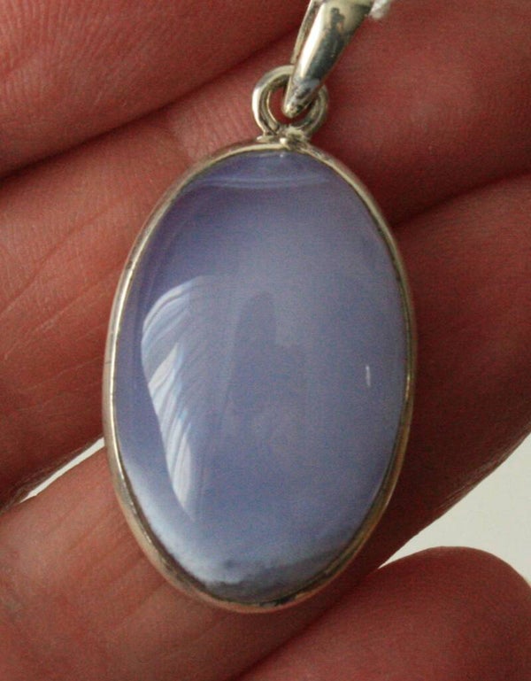 Blauwe chalcedoon hanger