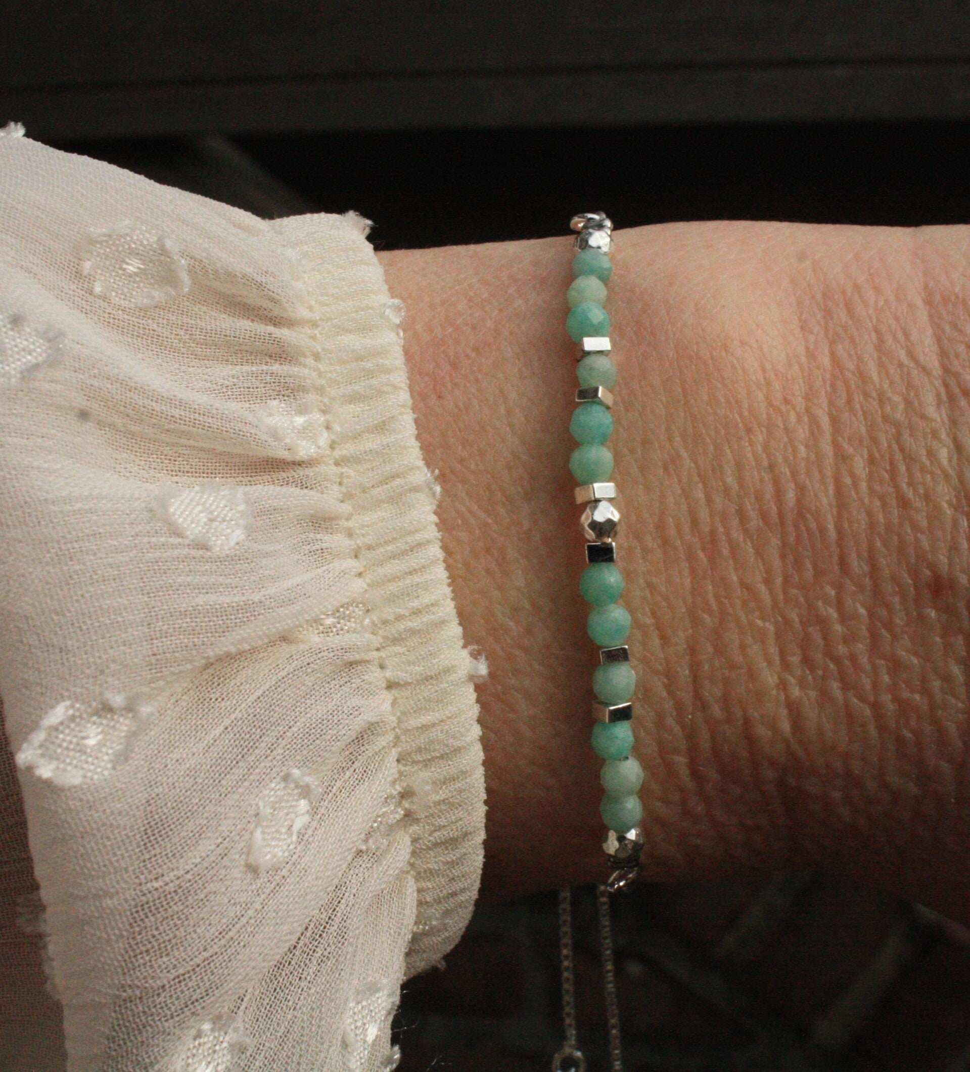 Amazoniet armbandje (zilverkleurig)