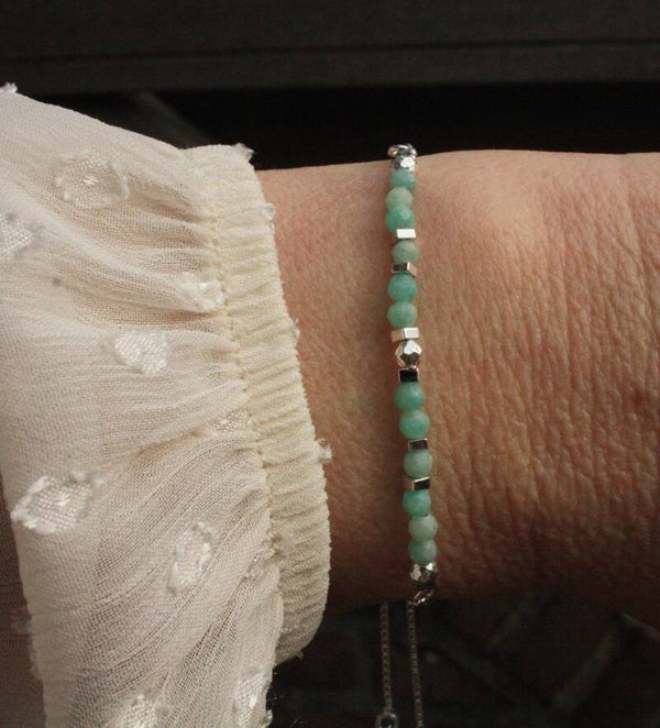 Amazoniet armbandje (zilverkleurig)