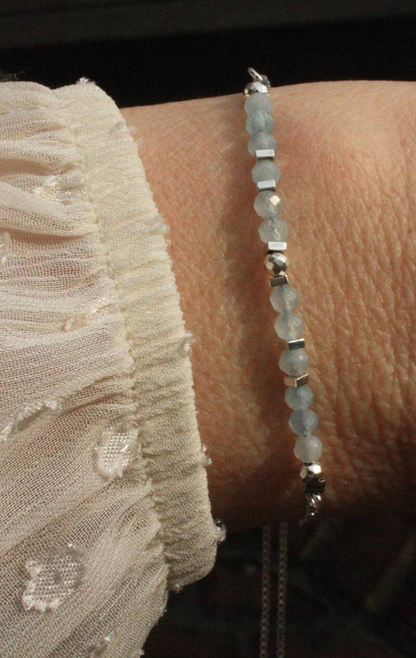 Aquamarijn armbandje (zilverkleurig)