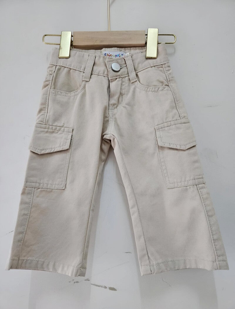 Pantalon Cargo Uni Tous Saisons Classique Bébé Fille