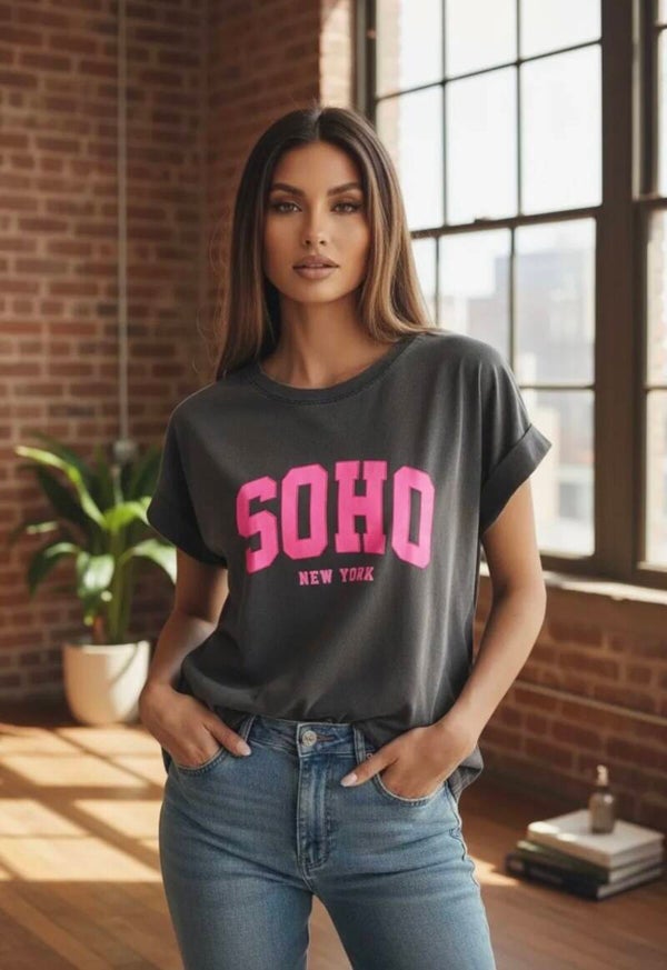 T-shirt effet délavé imprimé SOHO  TU : 36-42