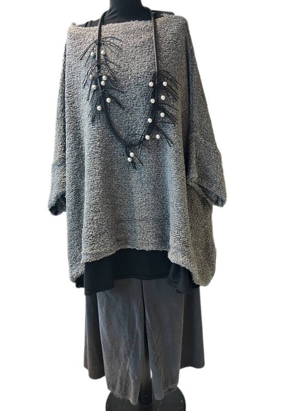 Trui Boucle grijs Plus Size