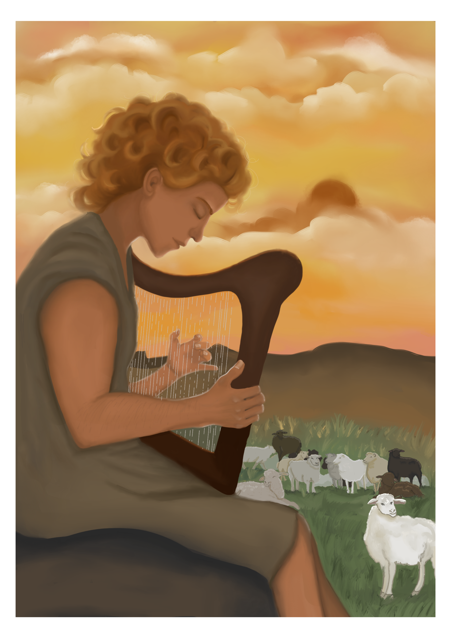 David in het veld A4 fine art print