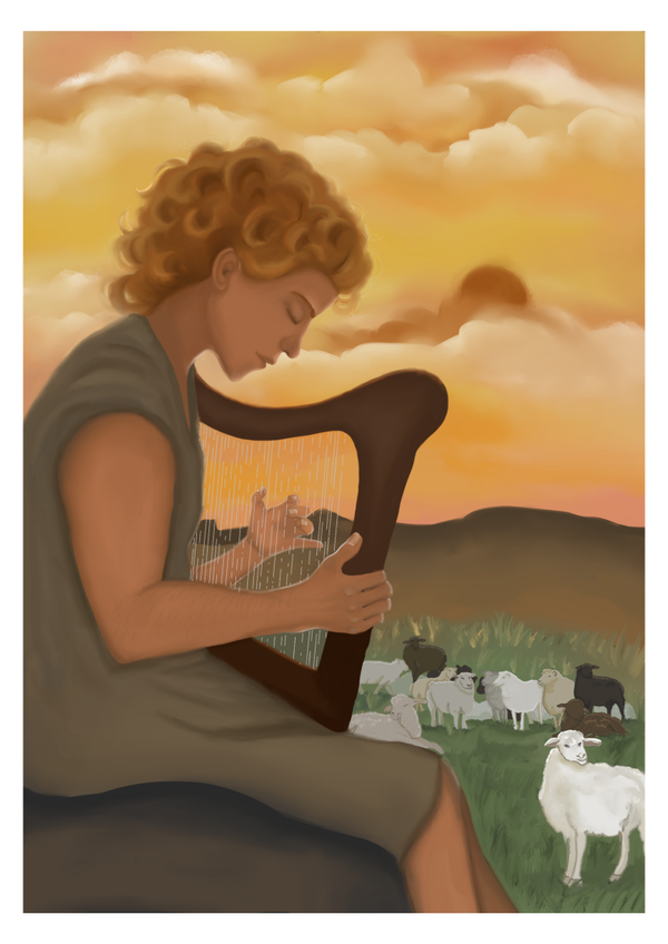 David in het veld A4 fine art print