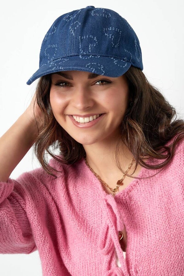 spijkerkleur pet met hartjes