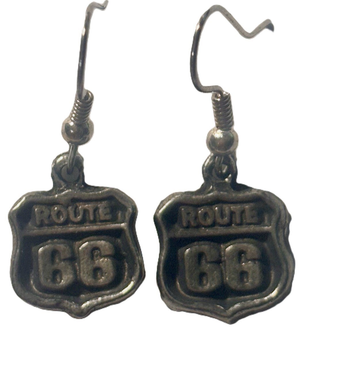 Pewter Route 66 Earrings RS23