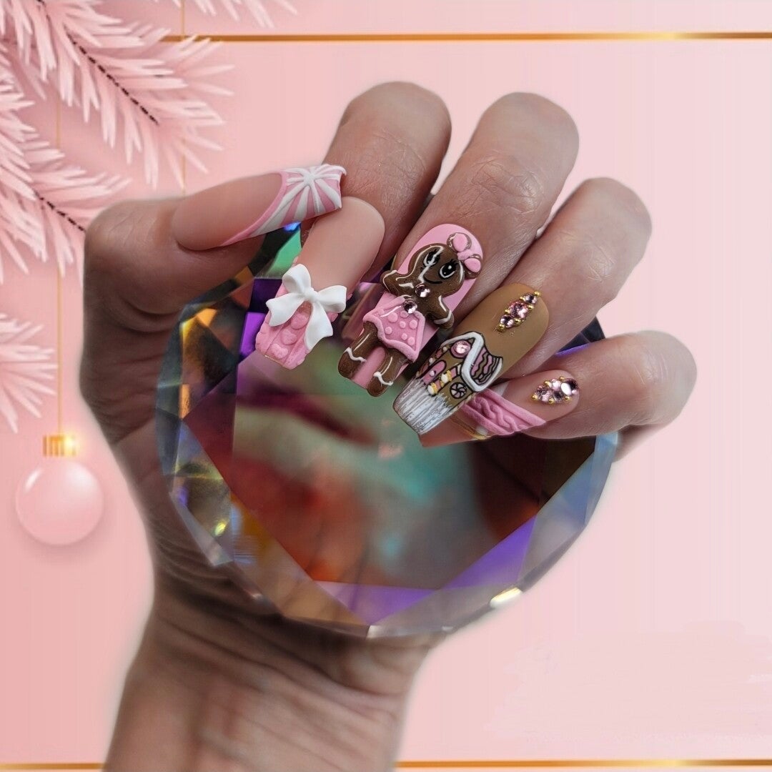 Uñas Press-on para Navidad 