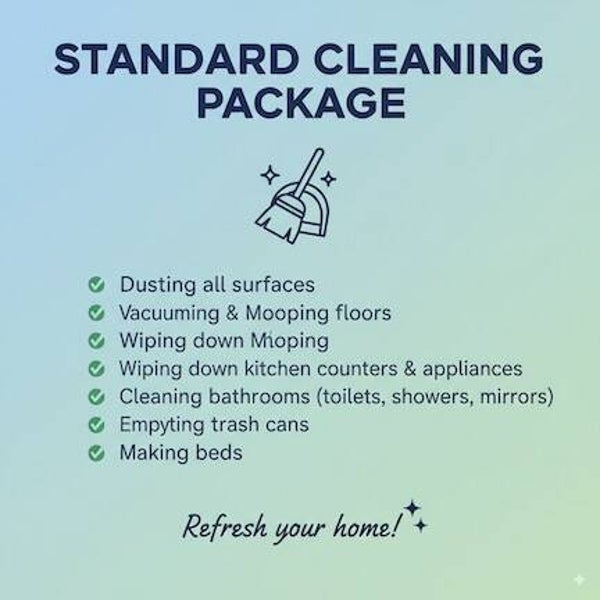 Standard cleaning 2 Bed - 1 Bath