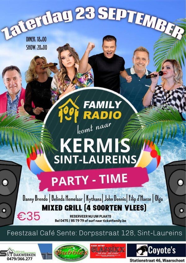 Zaterdag 23 september - FamilyRadio komt naar kermis Sint-Laureins