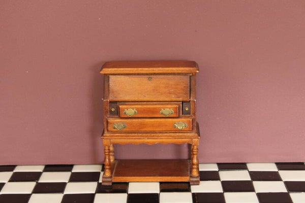 Vintage gedecoreerde houten secretaire