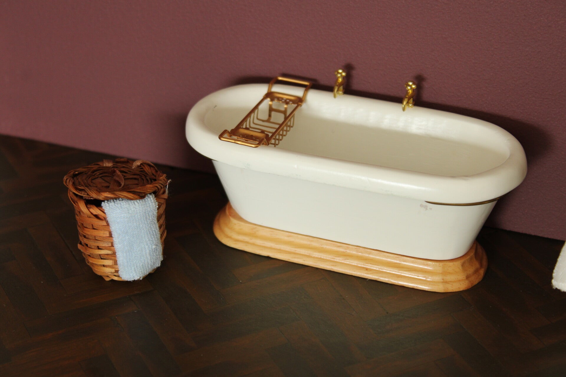 Wasmand + handdoek lichtblauw