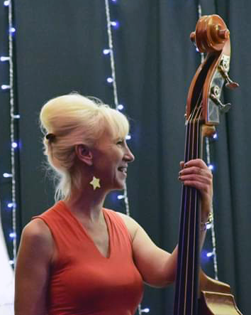 Emma Goss playing double bass