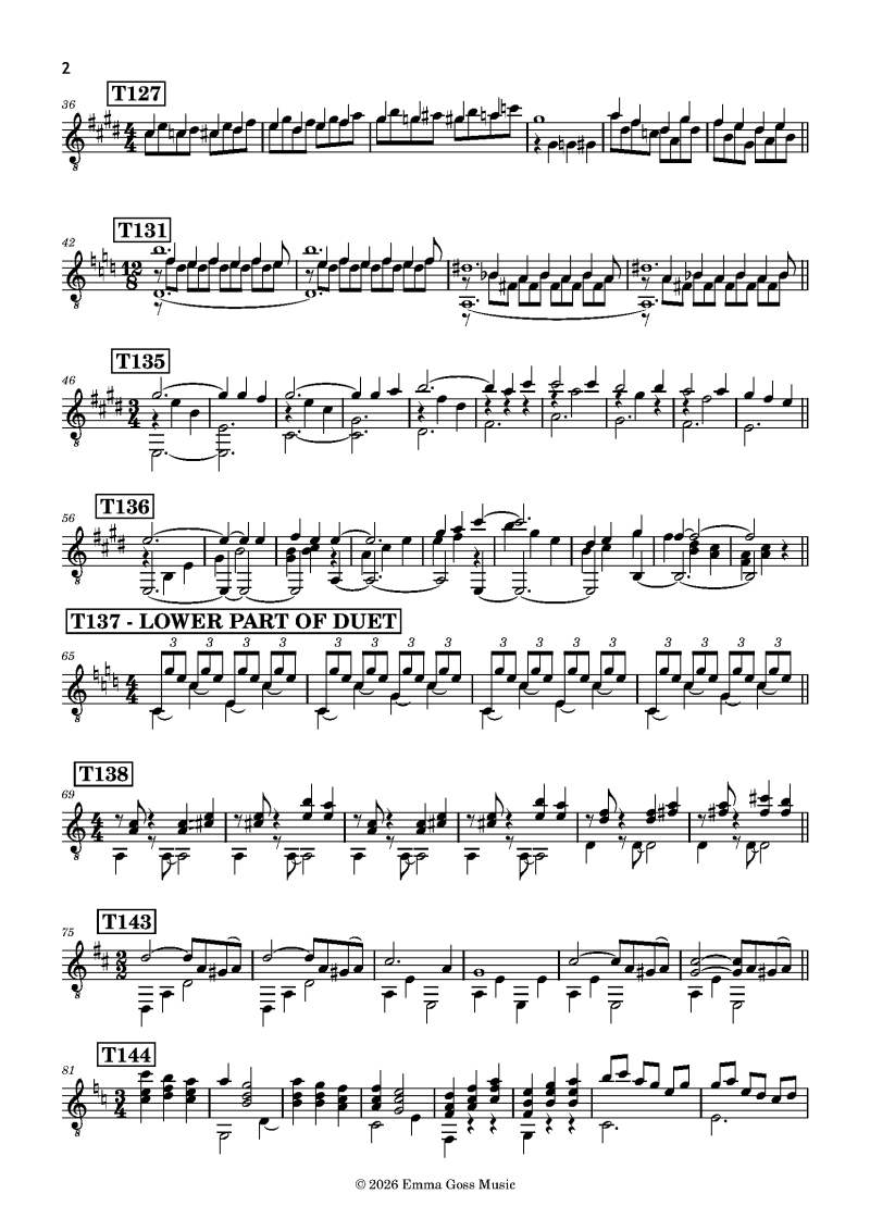 First lines of unfinished guitar pieces