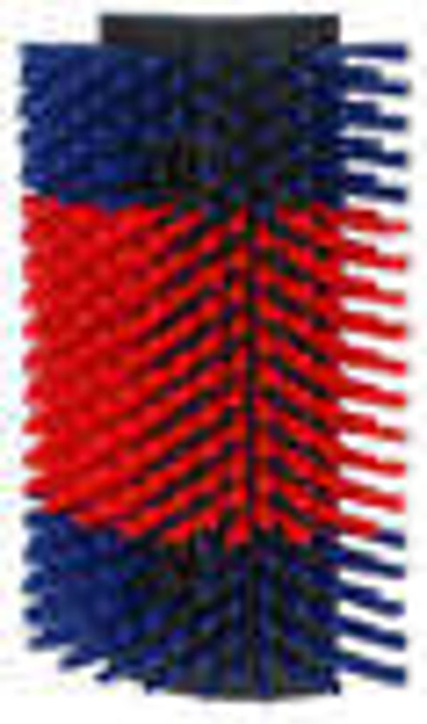Halfronde koeborstel / veeborstel, blauw/rood -XL-