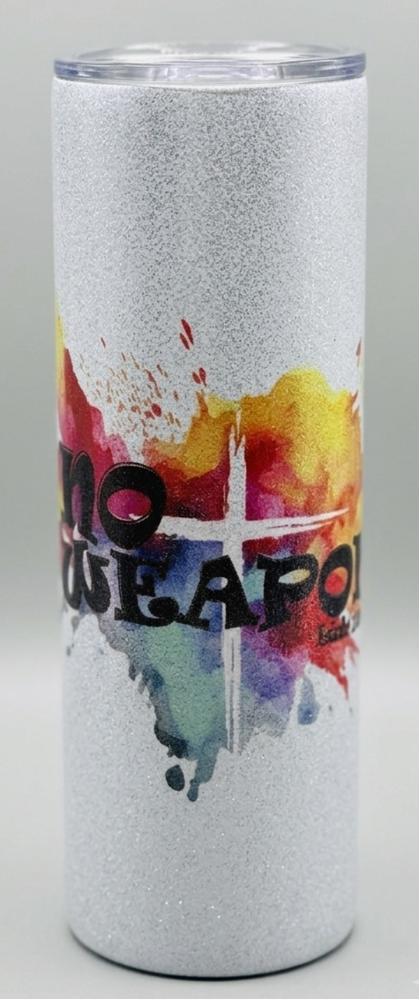 Glittered Tumbler - "No Weapon"