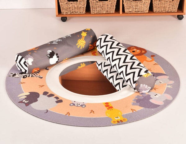 Safari Tummy Time Mirror Mat (with bolsters)