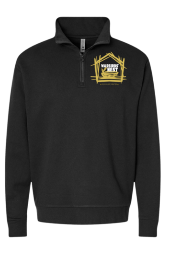 Warbirds Nest - Next Level Quarter Zip Sweatshirt   Black Only