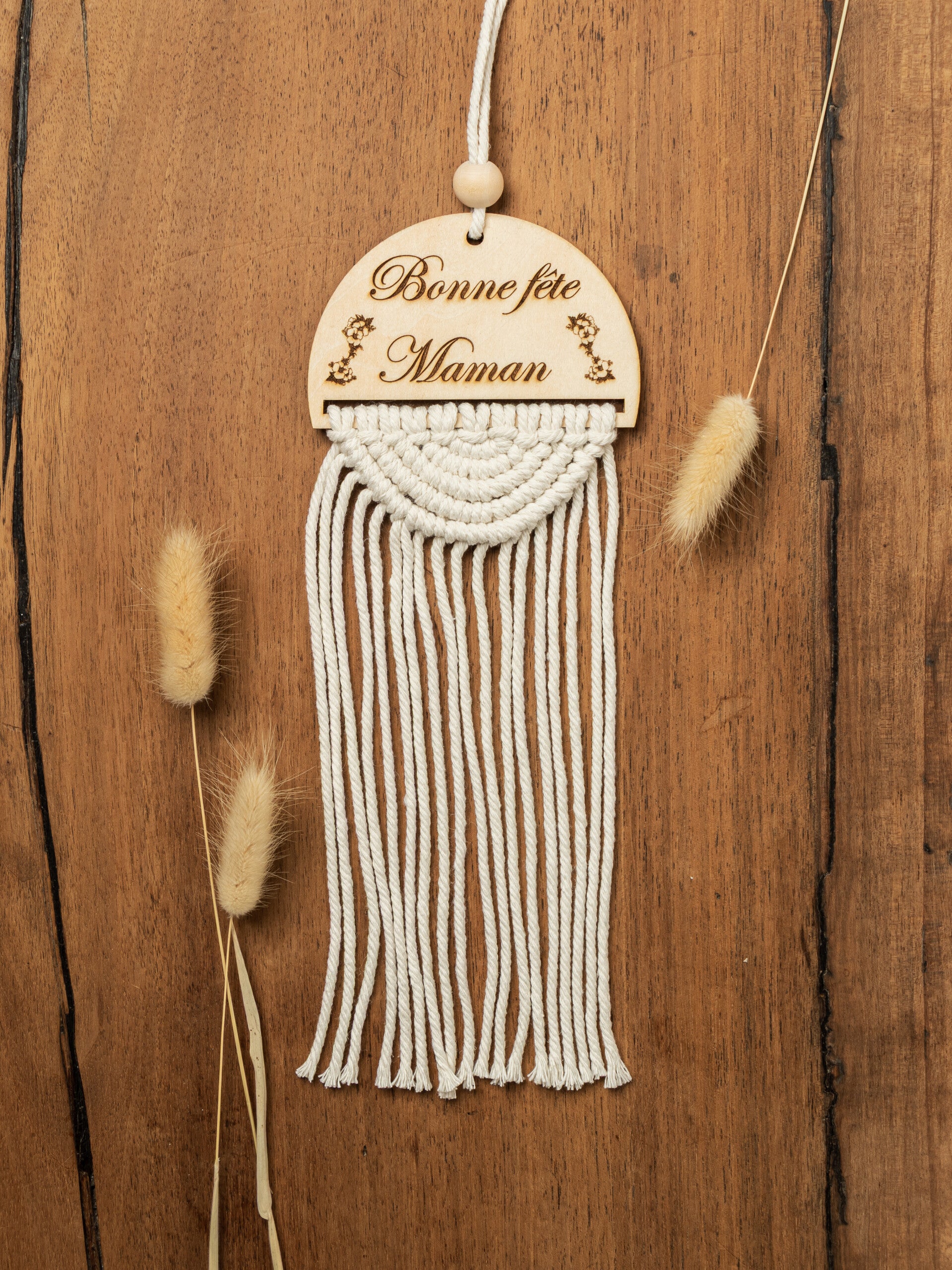 Décoration bois et macramé – Bonne fête Maman