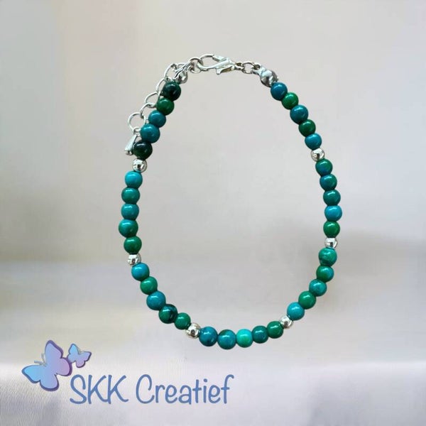 Armband  Maaike – Handgemaakte chrysola armband met zilveren details -SKK Creatief