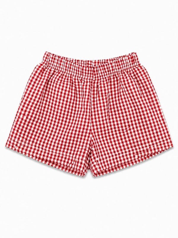 Check shorts red