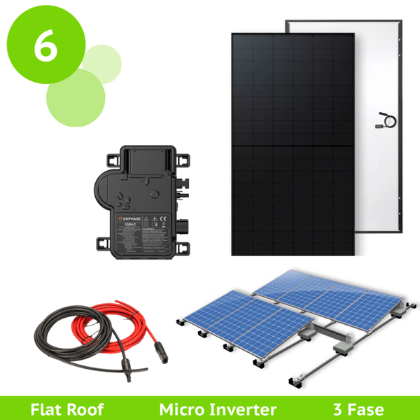 Flat Roof - Micro Inverter - 3 Fase - 6 Solar Panels