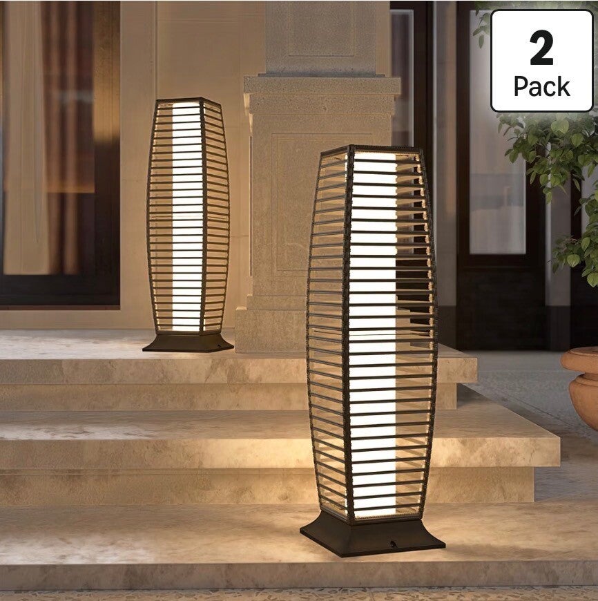 2pc Solar Powered Outdoor Floor Lanterns