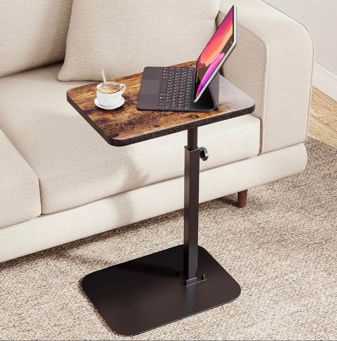 Brown Adjustable Side Table