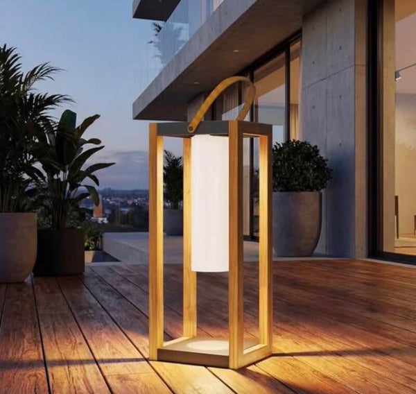 Solar Yard Wood Grain Steel Lantern