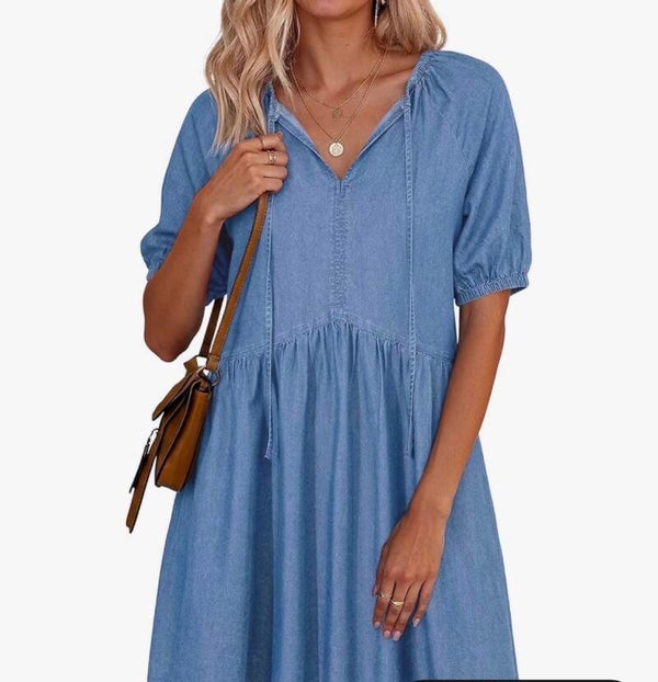 Relaxed Denim Babydoll Dress